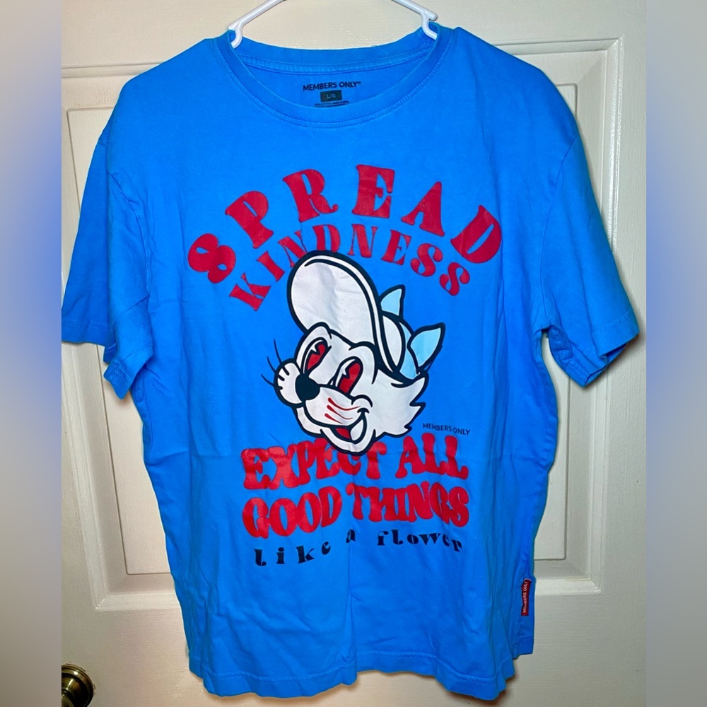 Members‎ Only Blue T-Shirt Spread Kindness Expect All Great Things Size L